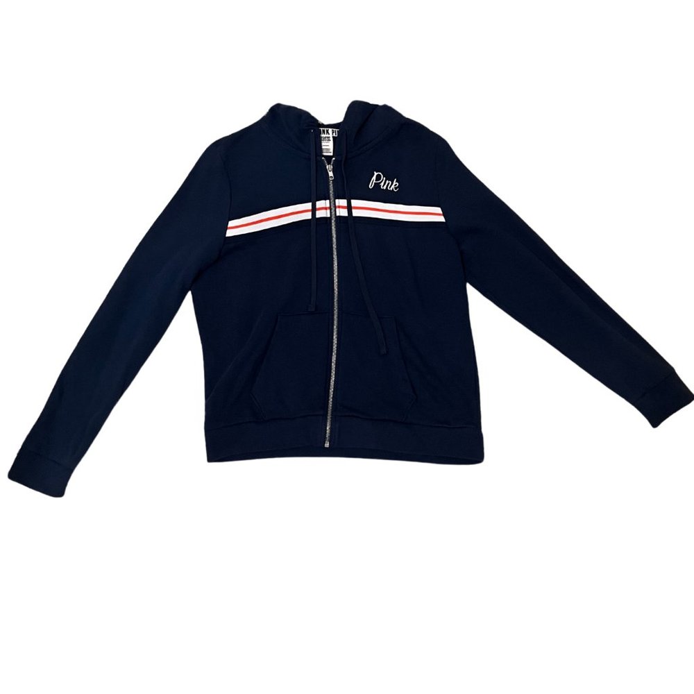 PINK Navy Blue Fleece Zip-up Hoodie